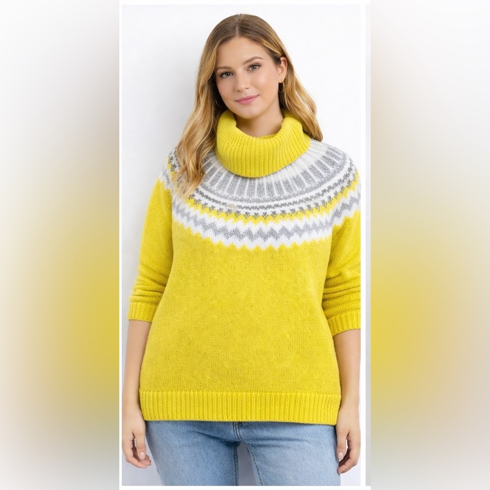 Loft Yellow and Gray Women's Sweater Size 24/26